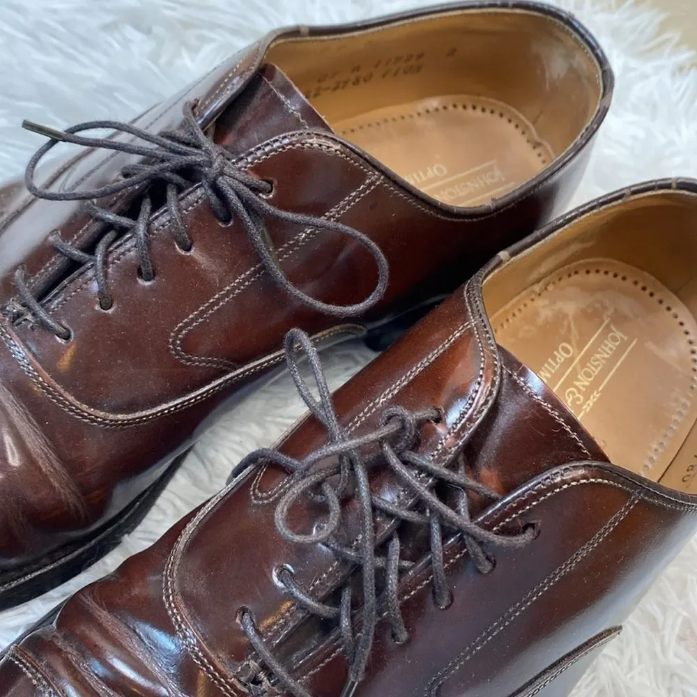 JOHNSTON & MURPHY Optima Sz 9.5 Brown Leather Oxford Made in USA